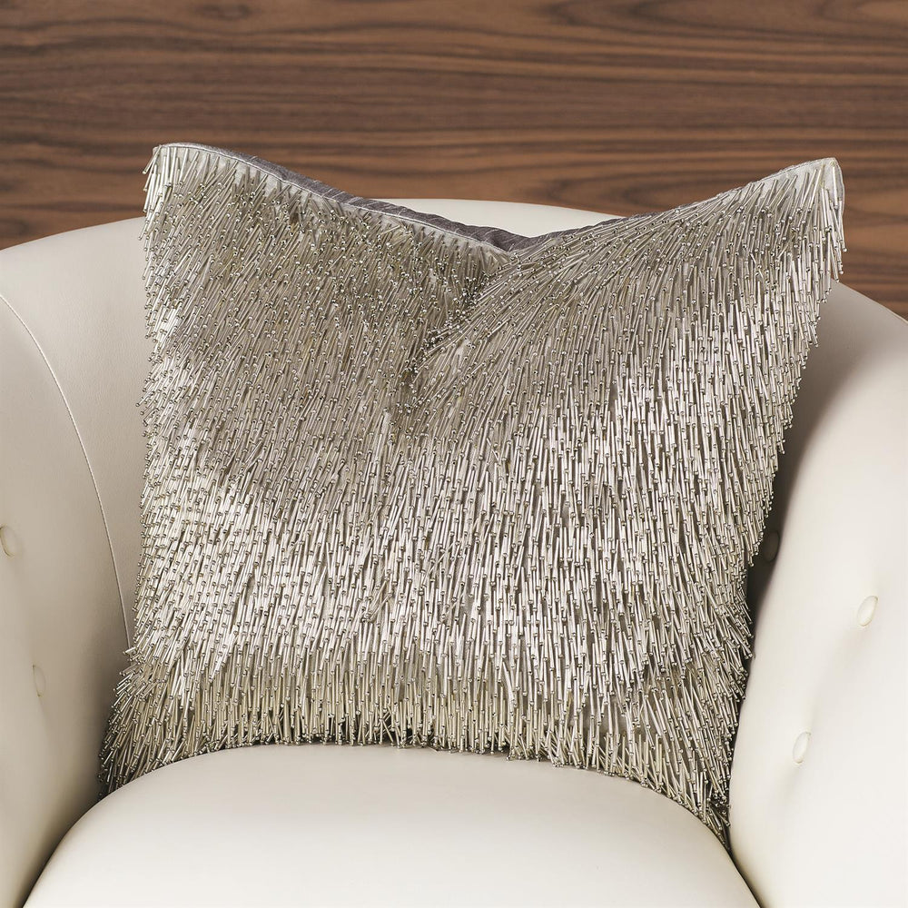 Shimmy Fringe Pillow - Silver-Global Views-GVSA-AS9.90003-Pillows-2-France and Son