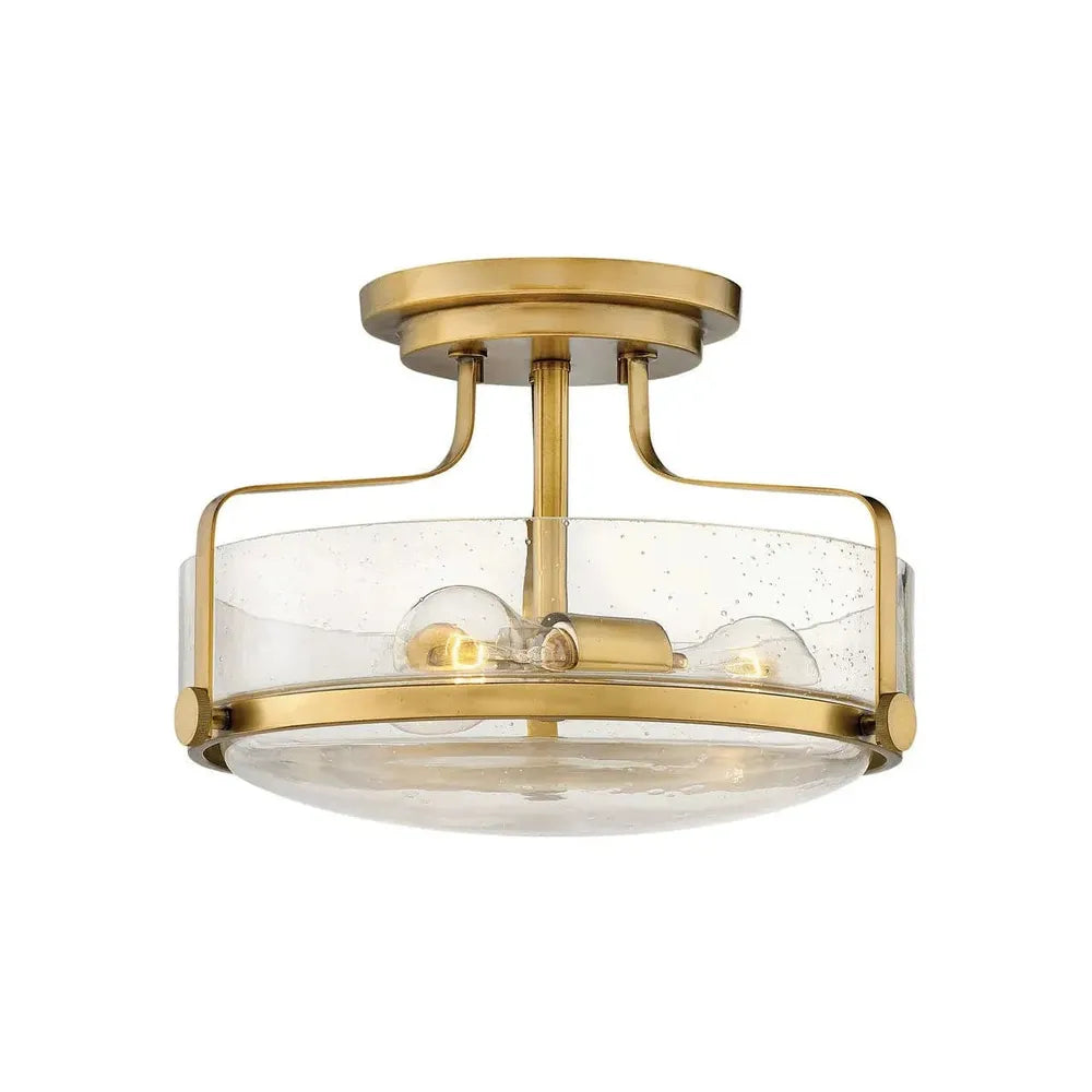 Foyer Harper Medium Semi-Flush Mount-Hinkley Lighting-HINKLEY-3641HB-CS-Flush MountsHeritage Brass with Clear Seedy glass-4-France and Son