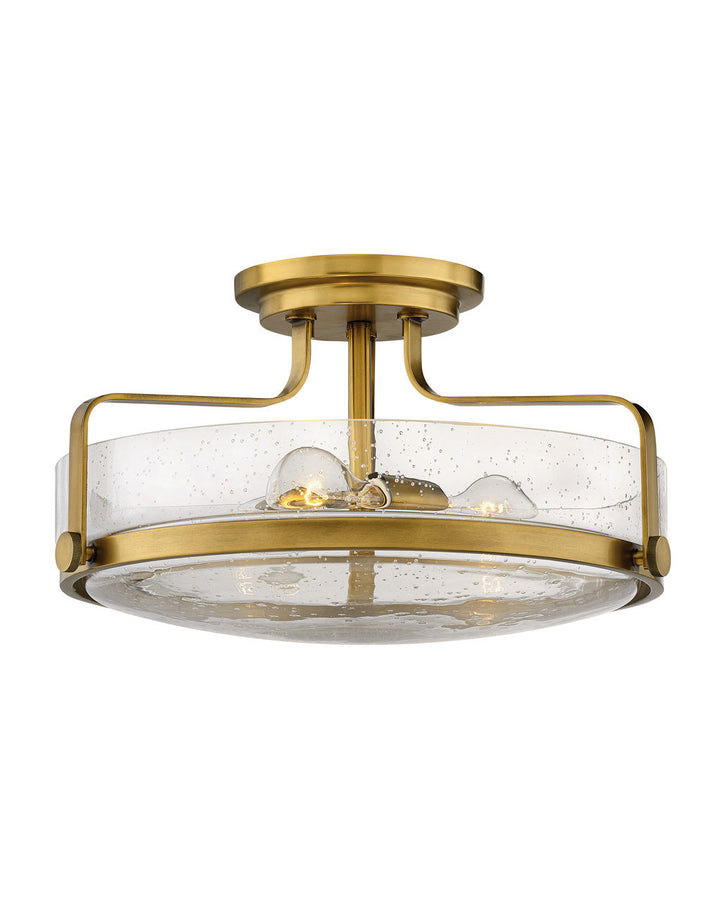 Foyer Harper Large and Small Semi-Flush Mount-Hinkley Lighting-HINKLEY-3643HB-CS-Flush MountsLarge-Heritage Brass with Clear Seedy glass-5-France and Son