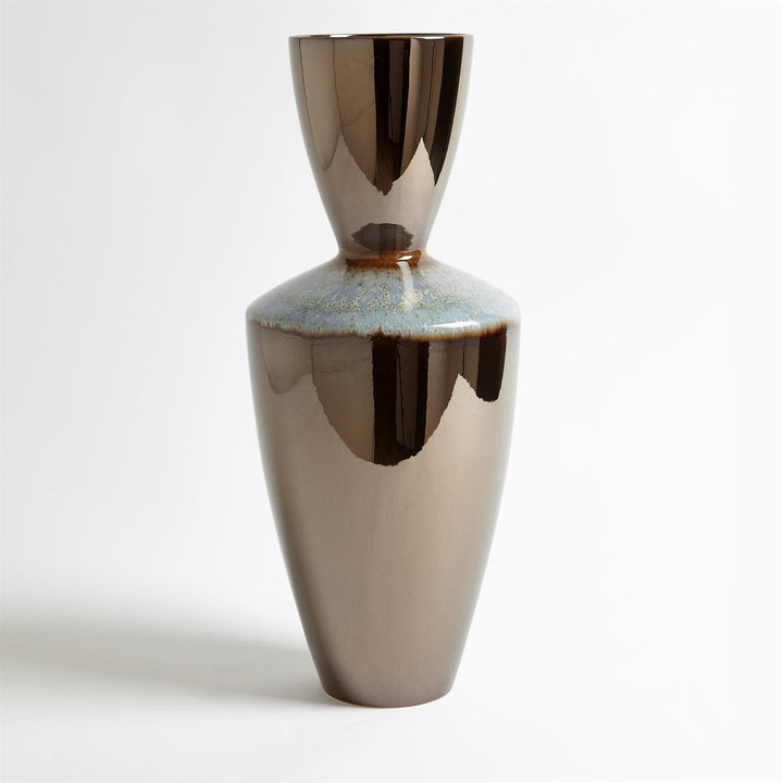 Marta's Vase-Global Views-GVSA-1.10511-VasesTall-Bronze Reactive Blue-Vase-1-France and Son