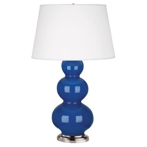 Triple Gourd Table Lamp - Antique Silver 32.75"H-Robert Abbey Fine Lighting-ABBEY-368X-Table LampsMarine Blue-6-France and Son
