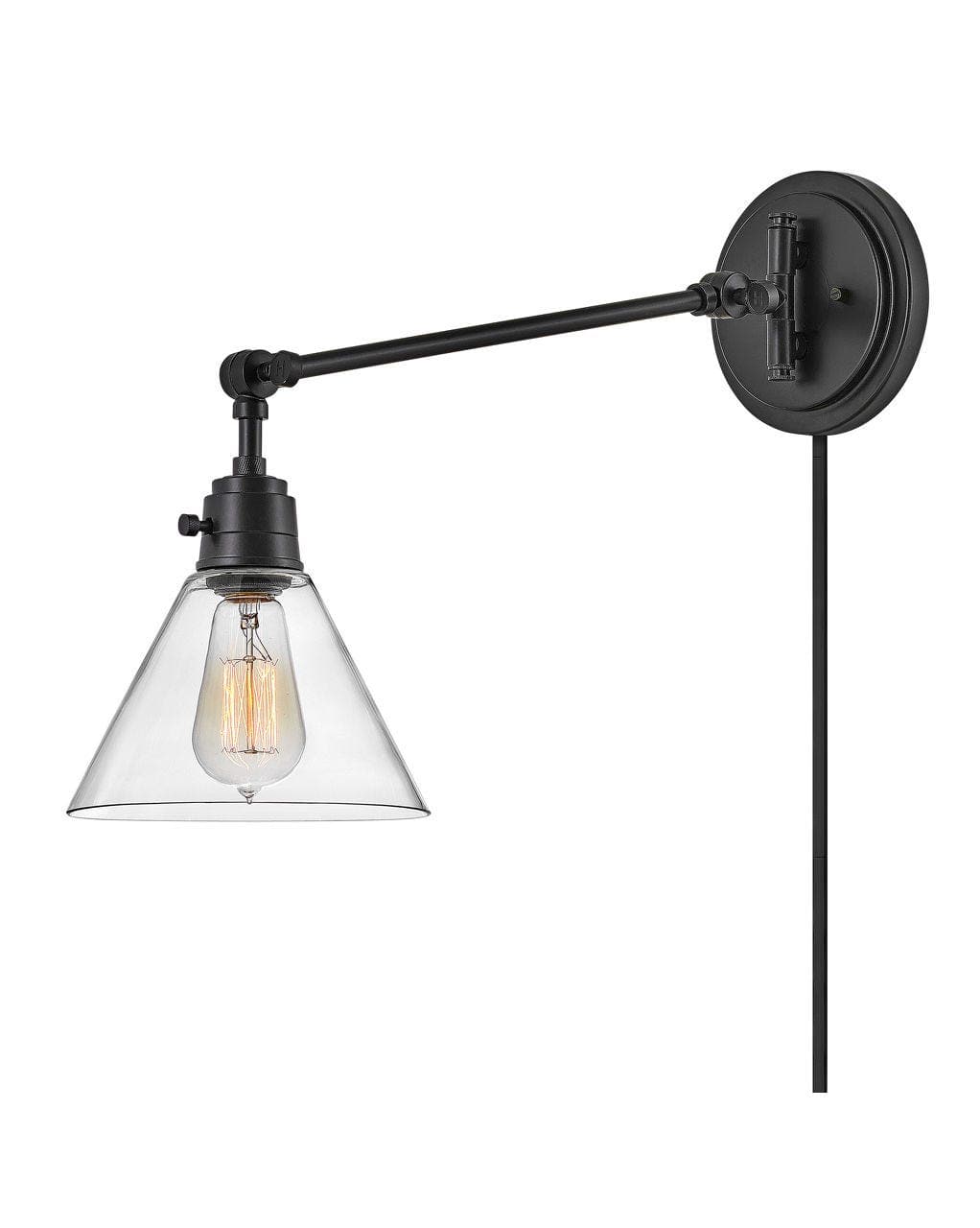 Arti Small Single Light Sconce-Hinkley Lighting-HINKLEY-3690BK-CL-Wall SconcesNON-LED-Black with Clear glass-3-France and Son