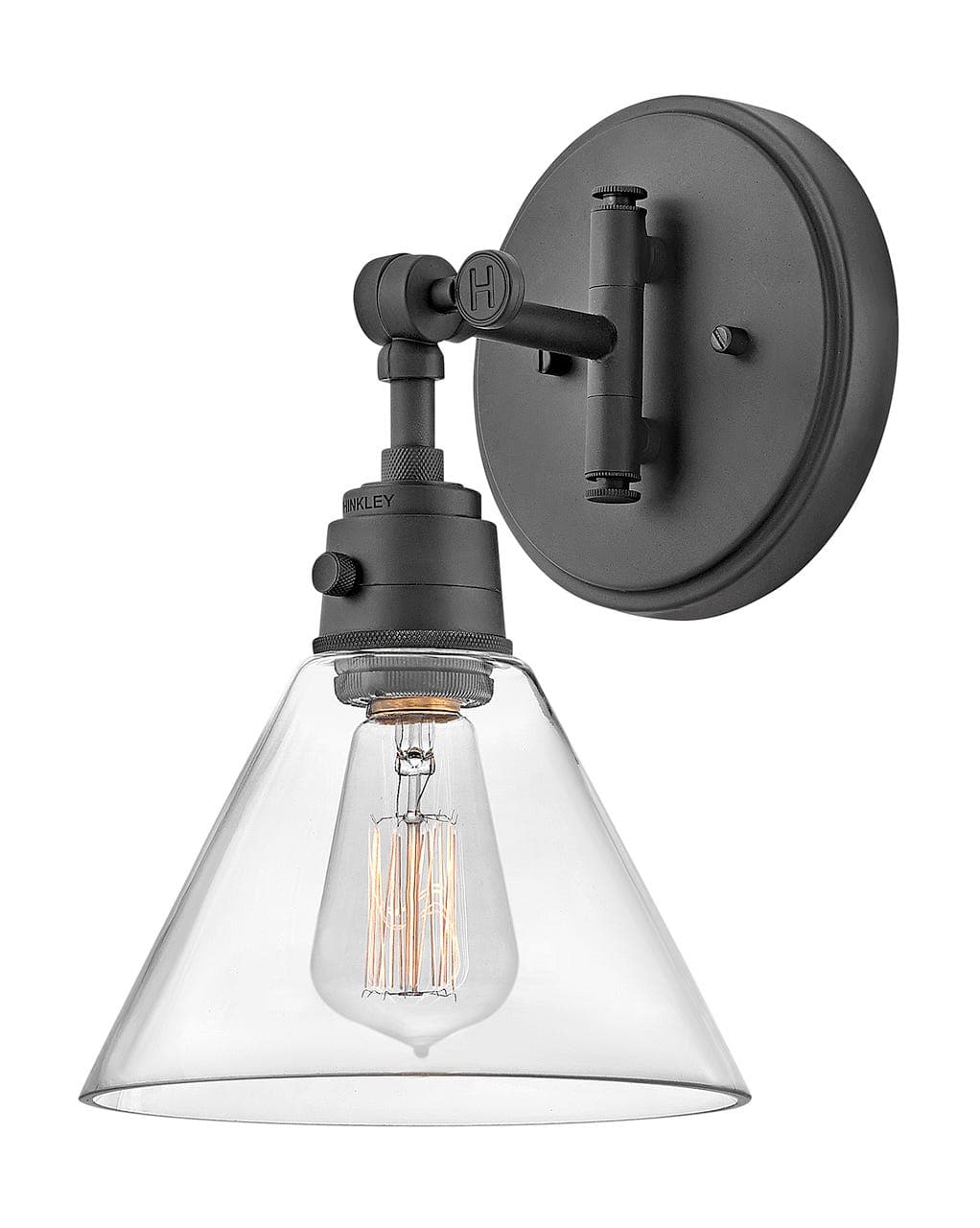 Arti - Small Single Light Sconce-Hinkley Lighting-HINKLEY-3691BK-CL-Wall LightingNON-LED-Black with Clear glass-4-France and Son