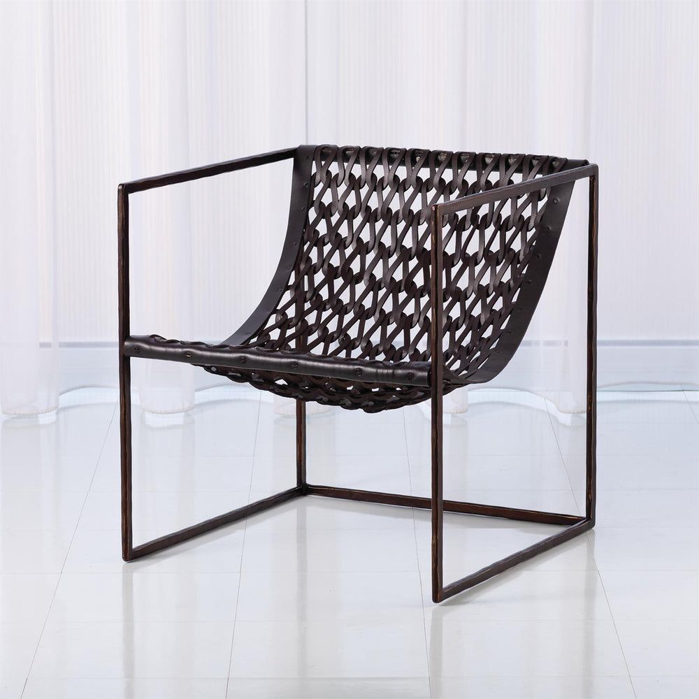 Knit & Pearl Chair-Global Views-GVSA-JG9.90002-Lounge ChairsBronze-Dark Brown Leather-2-France and Son