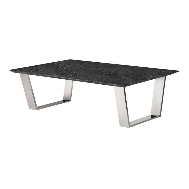 Catrine Coffee Table-Nuevo-NUEVO-HGNA308-Coffee TablesBlack Wood Vein-Polished Stainless Legs-11-France and Son