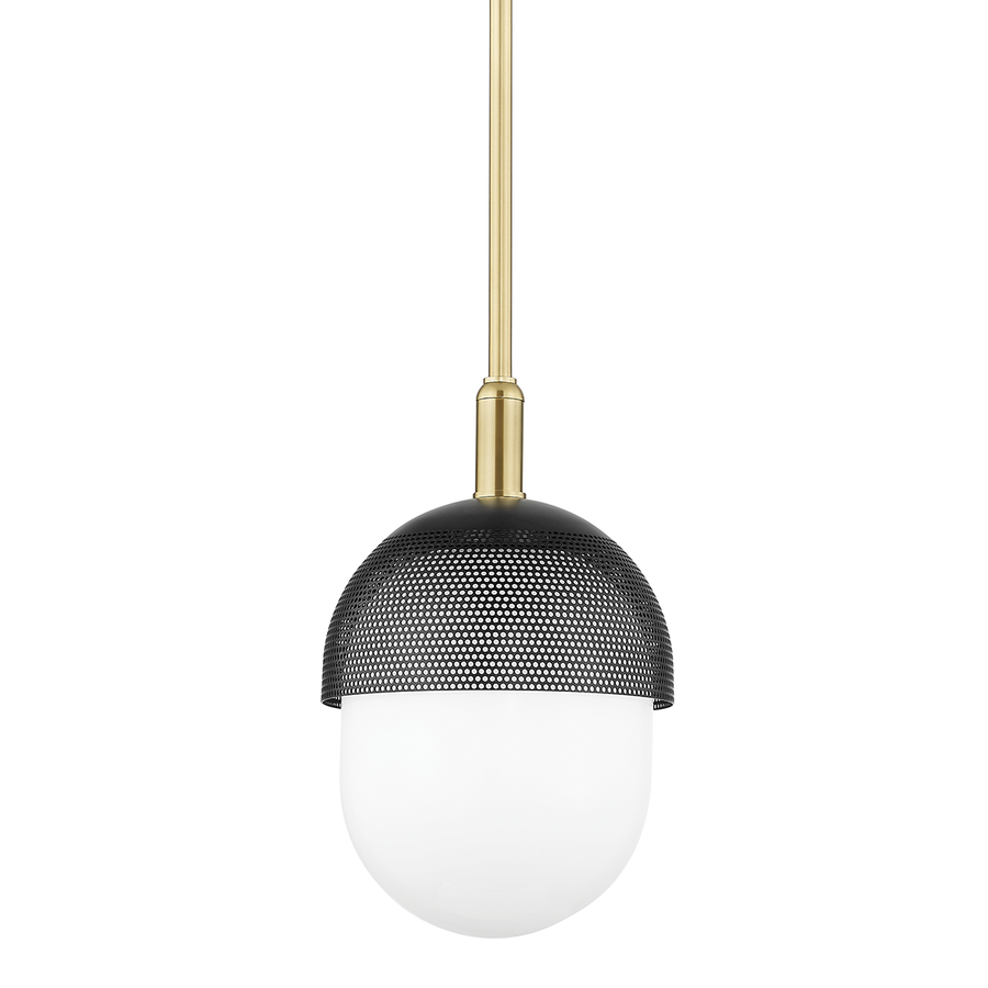 Nyack - 1 Light Small Pendant-Hudson Valley-HVL-6109-AGB/BK-PendantsAged Brass / Black-1-France and Son