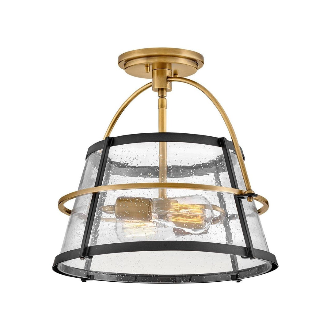 Foyer Tournon - Medium Semi - Flush Mount-Hinkley Lighting-HINKLEY-38111HB-Flush MountsBlack/Heritage Brass-3-France and Son