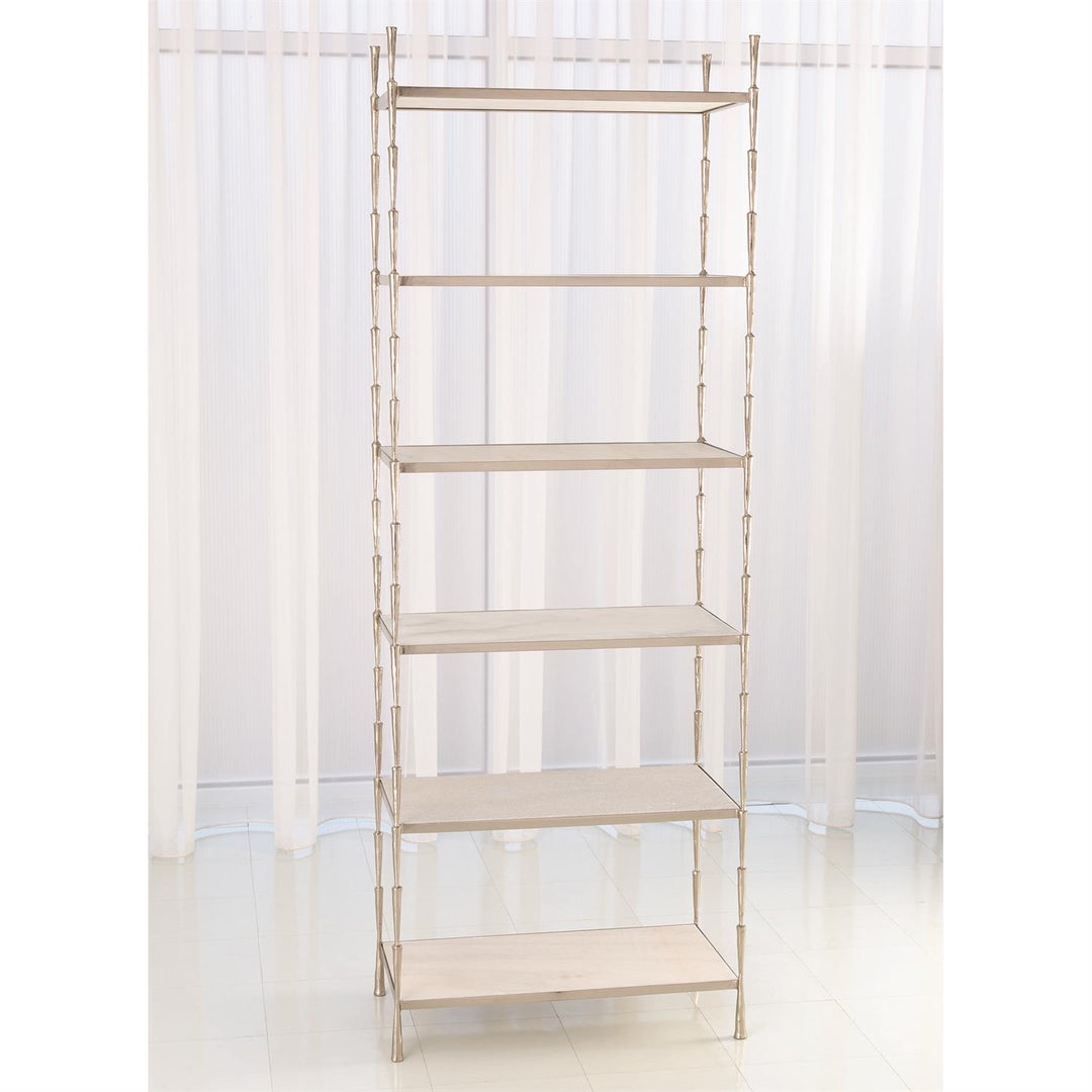 Spike Etagere Shelves-Global Views-GVSA-7.90512-Bookcases & CabinetsAntique Nickel With White Marble-1-France and Son