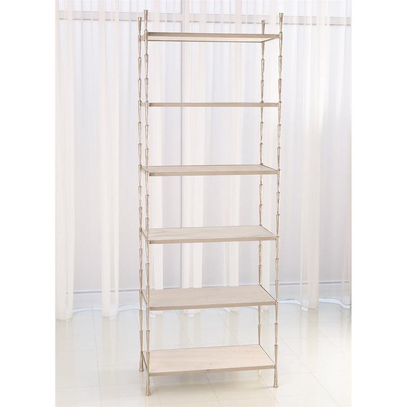 Spike Etagere Shelves-Global Views-GVSA-7.90512-Bookcases & CabinetsAntique Nickel With White Marble-1-France and Son