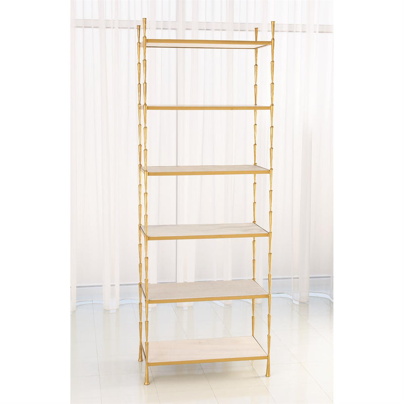 Spike Etagere Shelves-Global Views-GVSA-7.90457-Bookcases & CabinetsAntique Brass With White Marble-2-France and Son