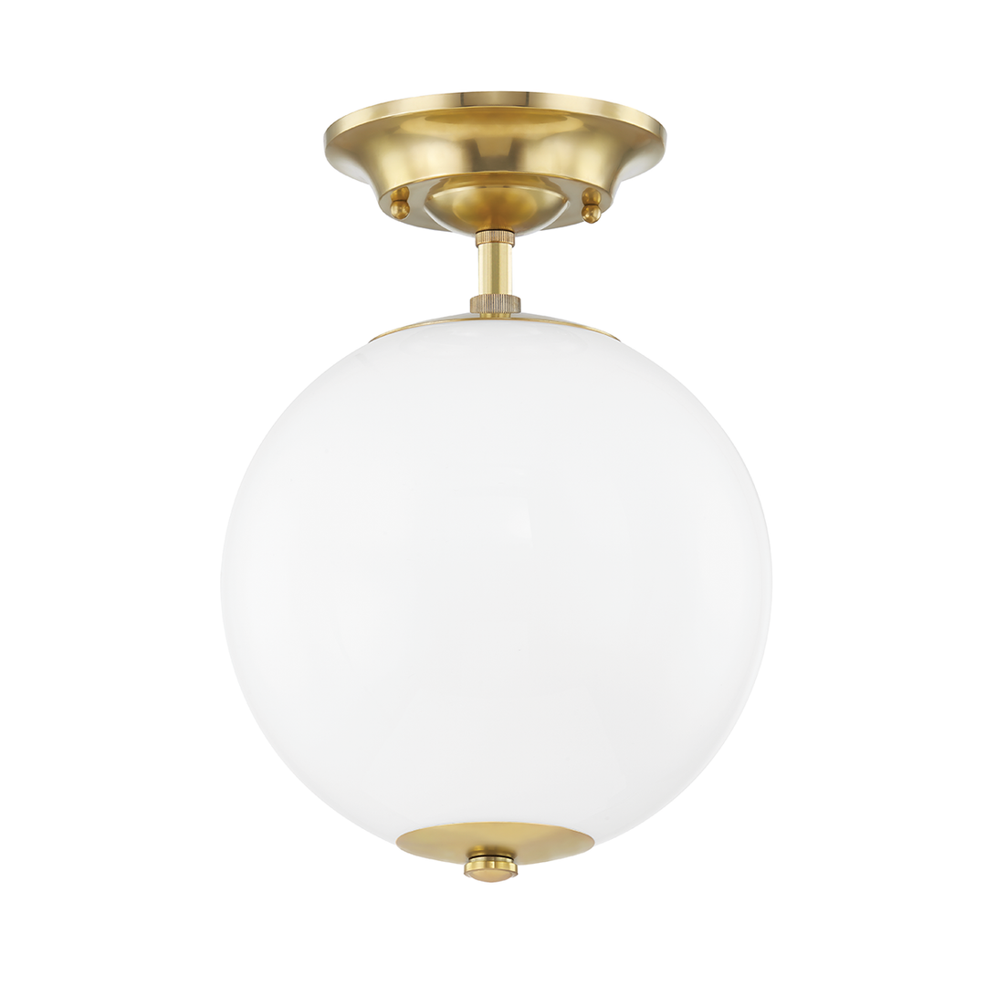 Sphere No.1 - 1 Light Semi Flush-Hudson Valley-HVL-MDS703-AGB-Flush MountsAged Brass-1-France and Son