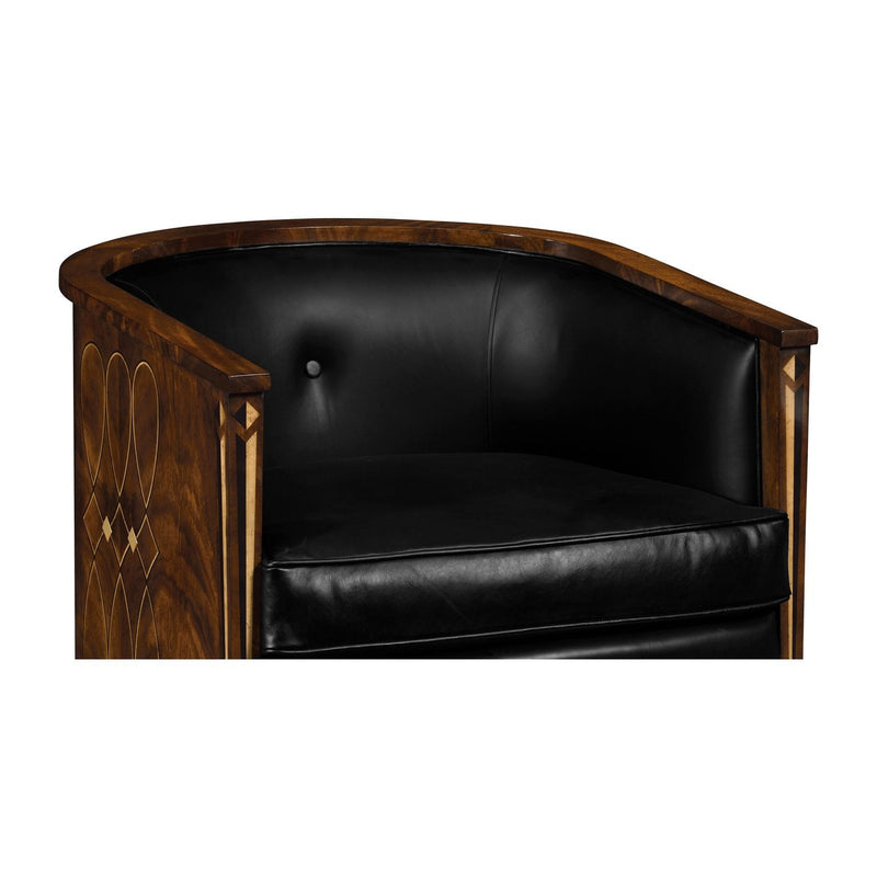 Knightbridge Antique Mahogany Tub Chair-Jonathan Charles-JCHARLES-495196-BMA-L012-Lounge ChairsBlack salon leather-5-France and Son
