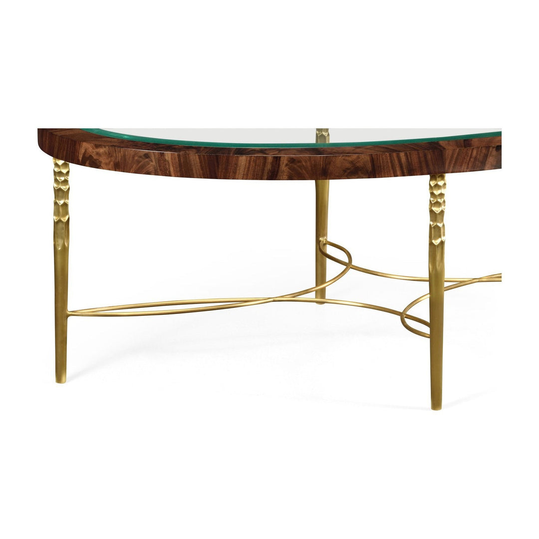 Oval Coffee Table with Brass Base-Jonathan Charles-JCHARLES-495649-MBL-Coffee TablesBleached Mahogany-8-France and Son