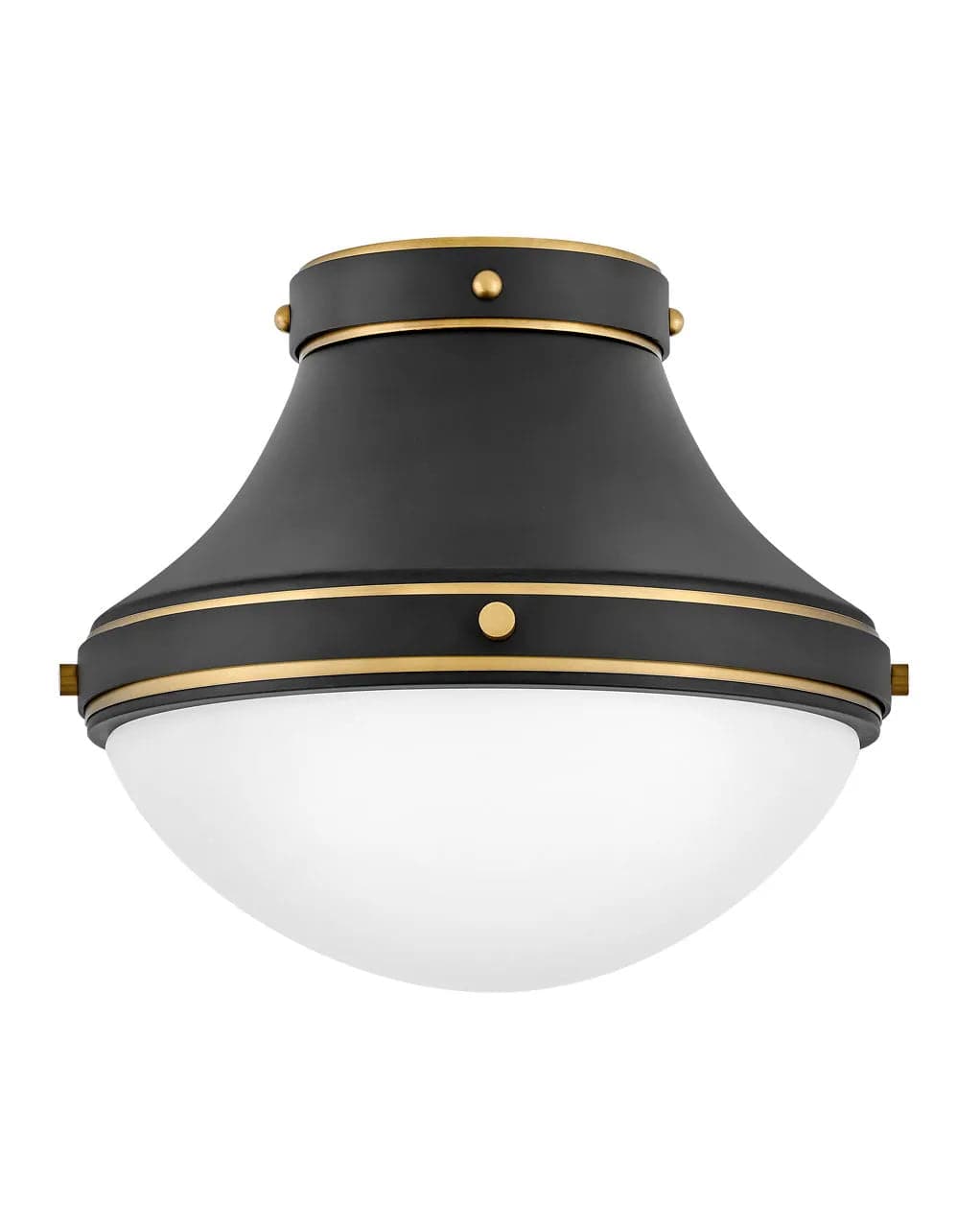 Foyer Oliver - Small Flush Mount-Hinkley Lighting-HINKLEY-39051BK-Flush MountsBlack with Heritage Brass accents-3-France and Son