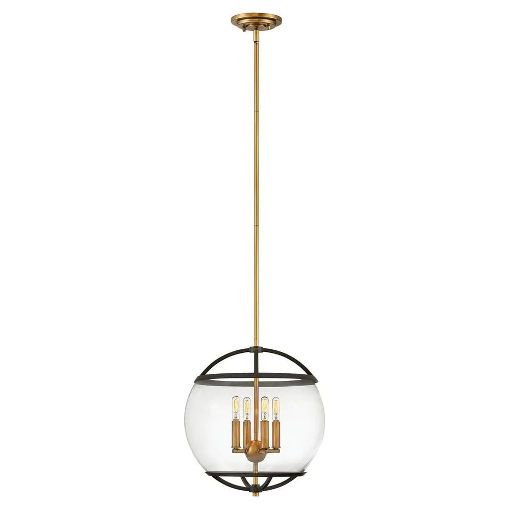 Calvin Medium Orb Pendant-Hinkley Lighting-HINKLEY-3934BK-ChandeliersBlack with Heritage Brass accents-2-France and Son