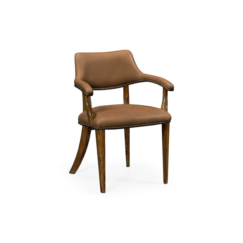 Walnut Library Arm Chair-Jonathan Charles-JCHARLES-495885-AC-WAL-L028-Dining Chairs-1-France and Son
