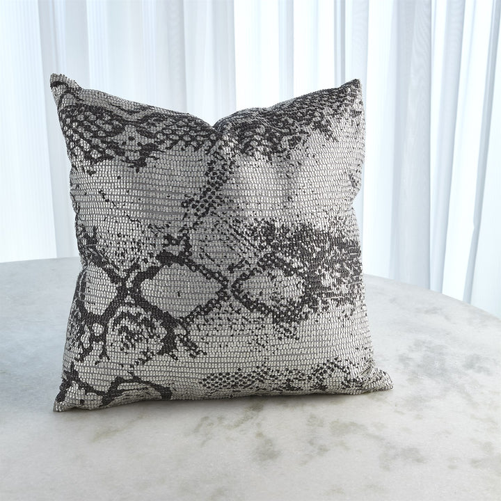 Shimmer Snake Skin Pillow - Silver-Global Views-GVSA-AS9.90002-Pillows-3-France and Son