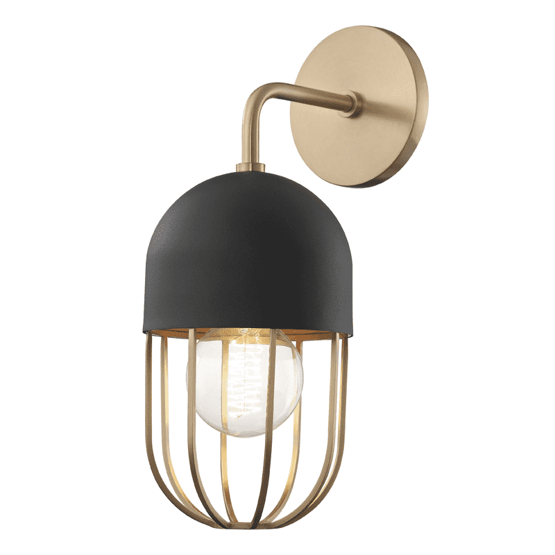 Haley 1 Light Wall Sconce-Mitzi-HVL-H145101-AGB/BK-Wall LightingAged Brass/Black-1-France and Son