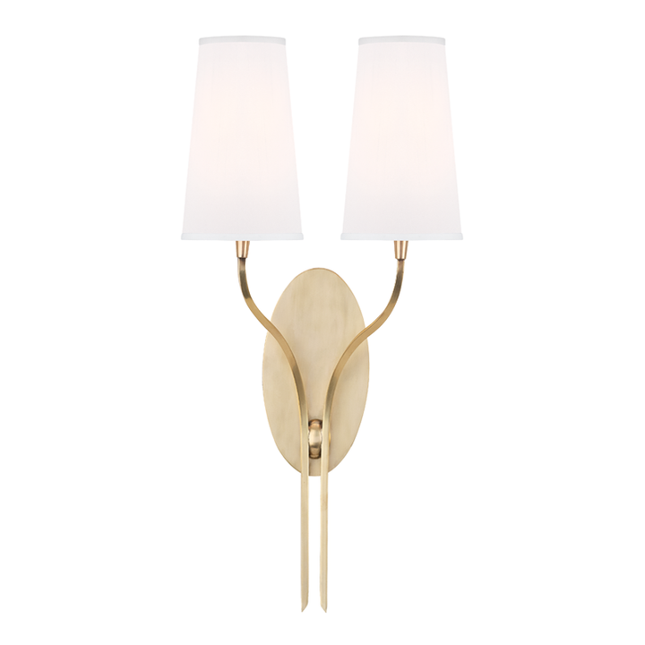 Rutland - 2 Light Wall Sconce W/ White Shade-Hudson Valley-HVL-3712-AGB-WS-Outdoor Wall SconcesAged Brass-1-France and Son