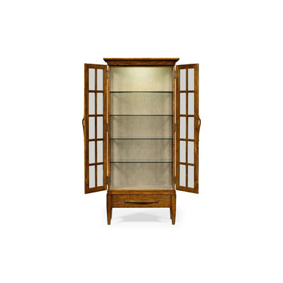 Tall Plank Glazed Display Cabinet-Jonathan Charles-JCHARLES-491063-DTM-Bookcases & CabinetsMedium Driftwood-4-France and Son