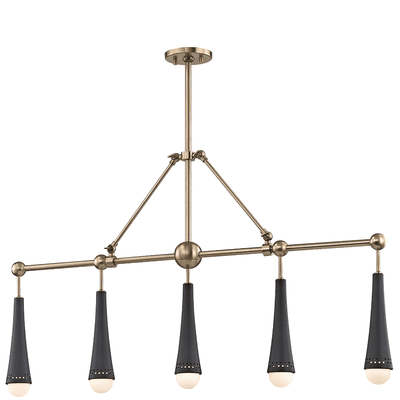 Tupelo 5 Light Island Aged Brass-Hudson Valley-HVL-2125-AGB-Pendants-1-France and Son