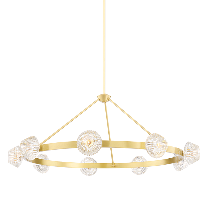 Barclay 9 Light Chandelier-Hudson Valley-HVL-6150-AGB-ChandeliersAged Brass-1-France and Son