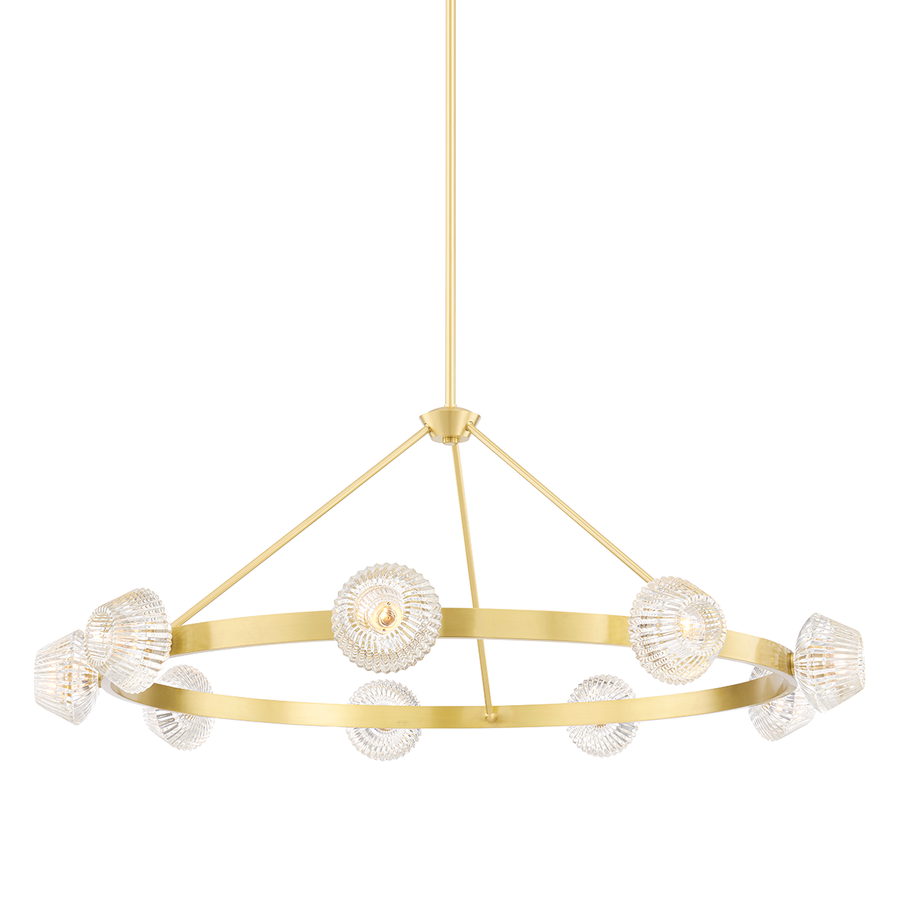 Barclay 9 Light Chandelier-Hudson Valley-HVL-6150-AGB-ChandeliersAged Brass-1-France and Son