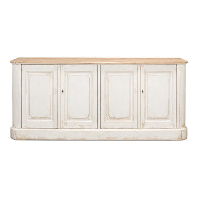 Antique White Wash Sideboard 4 Door-SARREID-SARREID-40116-Sideboards & Credenzas-3-France and Son