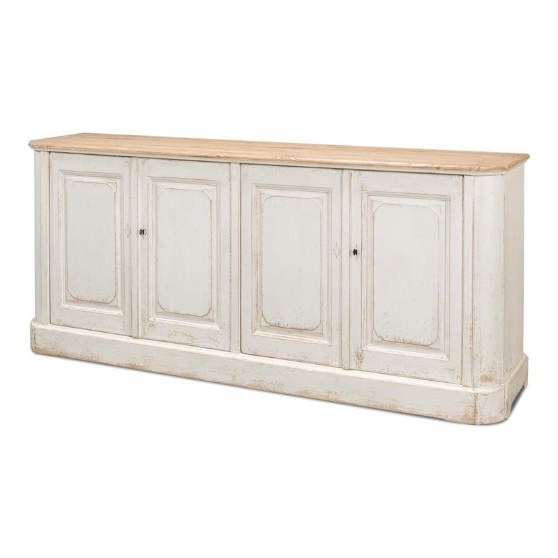 Antique White Wash Sideboard 4 Door-SARREID-SARREID-40116-Sideboards & Credenzas-1-France and Son