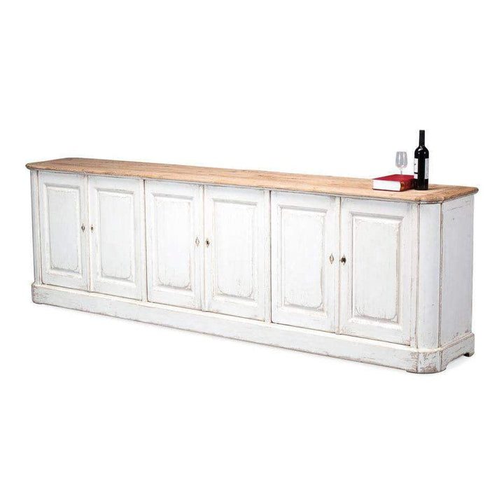 Antique White Wash Sideboard 6 Door-SARREID-SARREID-40117-Sideboards & Credenzas-1-France and Son