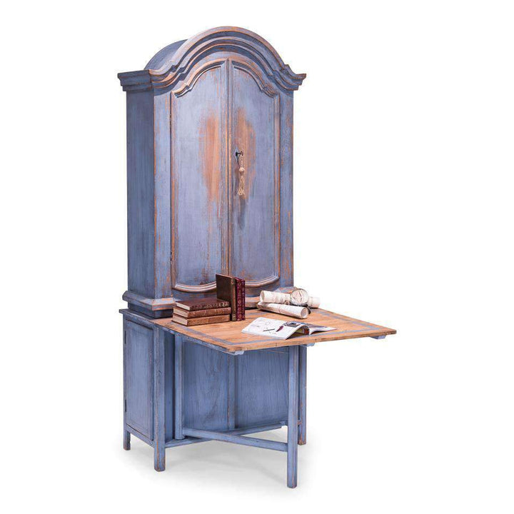 Blue Dress Writing Cabinet-SARREID-SARREID-40264-Bookcases & Cabinets-4-France and Son