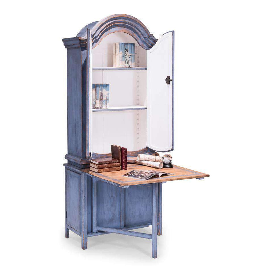 Blue Dress Writing Cabinet-SARREID-SARREID-40264-Bookcases & Cabinets-2-France and Son