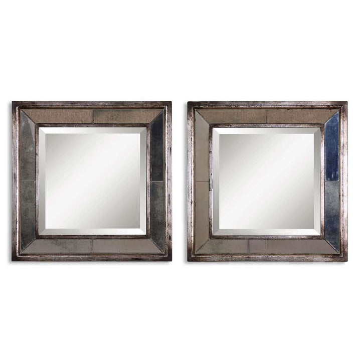 Davion Squares Silver Mirror Set/2-Uttermost-UTTM-13555 B-Mirrors-1-France and Son