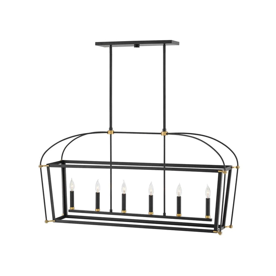 Chandelier Selby - Six Light Open Frame Linear-Hinkley Lighting-HINKLEY-4054BK-Chandeliers-1-France and Son