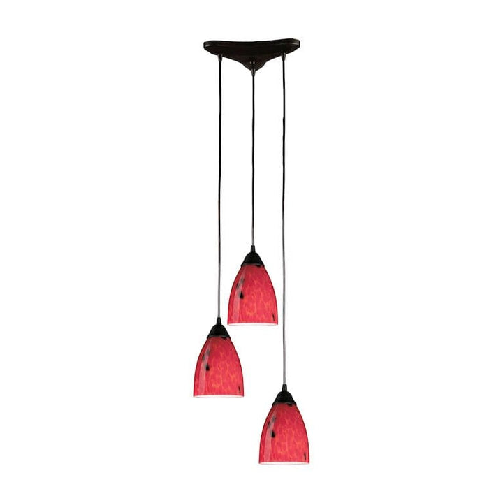 Classico 10'' Wide 3-Light Pendant-Elk Home-ELK-406-3FR-PendantsDark Rust with Fire Red Glass-7-France and Son