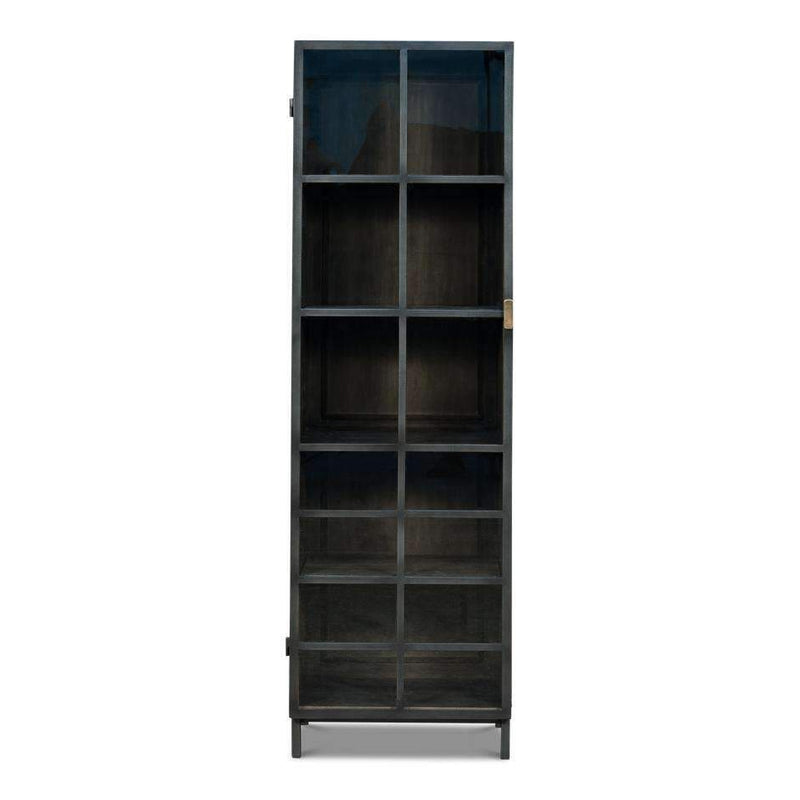 A Gem Of A Handle Display Cabinet-SARREID-SARREID-40661L-Bookcases & CabinetsMoleskin Grey-Left-9-France and Son