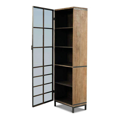 A Gem Of A Handle Display Cabinet-SARREID-SARREID-40661L-Bookcases & CabinetsMoleskin Grey-Left-7-France and Son