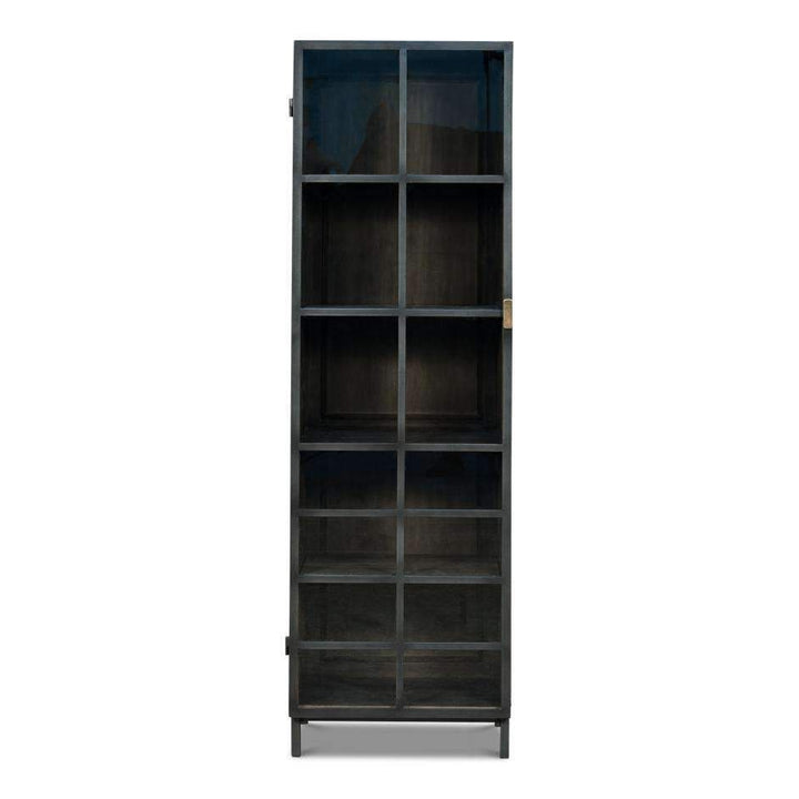 A Gem Of A Handle Display Cabinet-SARREID-SARREID-40661L-Bookcases & CabinetsMoleskin Grey-Left-11-France and Son