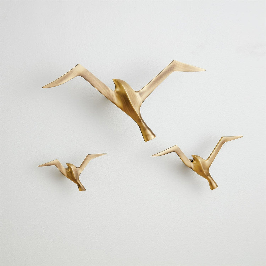 S/3 Metallic Flock Wall Decor-Global Views-GVSA-D9.90053-Wall DecorAntique Brass-4-France and Son