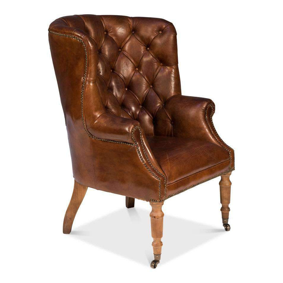 Welsh Leather Chair Vintage Cigar-SARREID-SARREID-40872-Lounge Chairs-1-France and Son