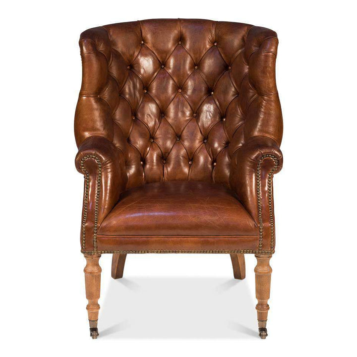 Welsh Leather Chair Vintage Cigar-SARREID-SARREID-40872-Lounge Chairs-2-France and Son