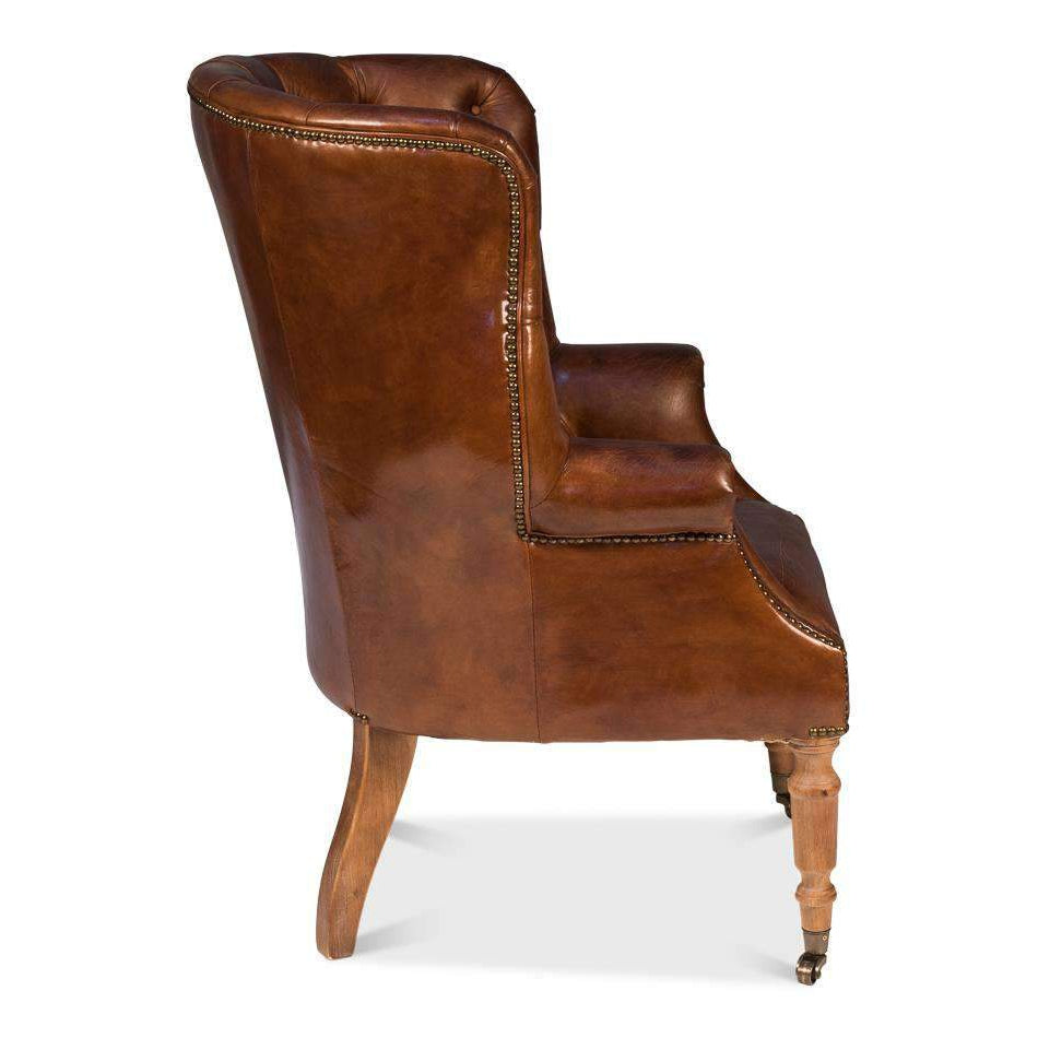 Welsh Leather Chair Vintage Cigar-SARREID-SARREID-40872-Lounge Chairs-3-France and Son