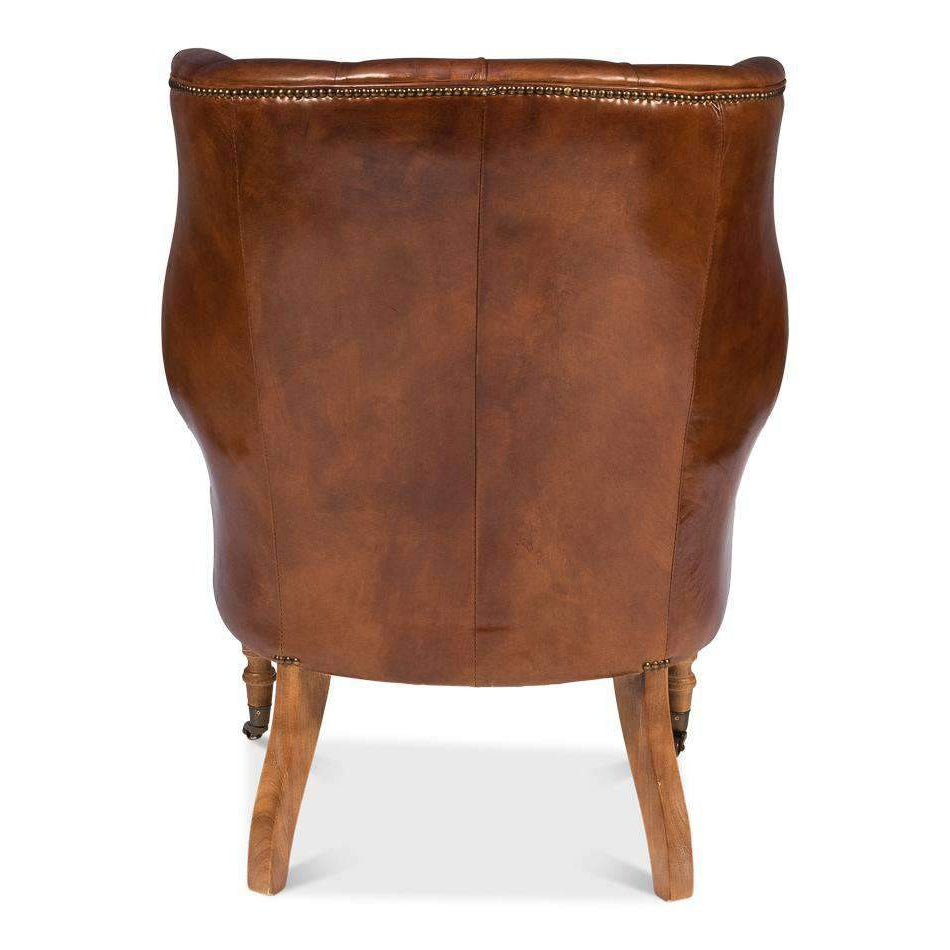 Welsh Leather Chair Vintage Cigar-SARREID-SARREID-40872-Lounge Chairs-4-France and Son