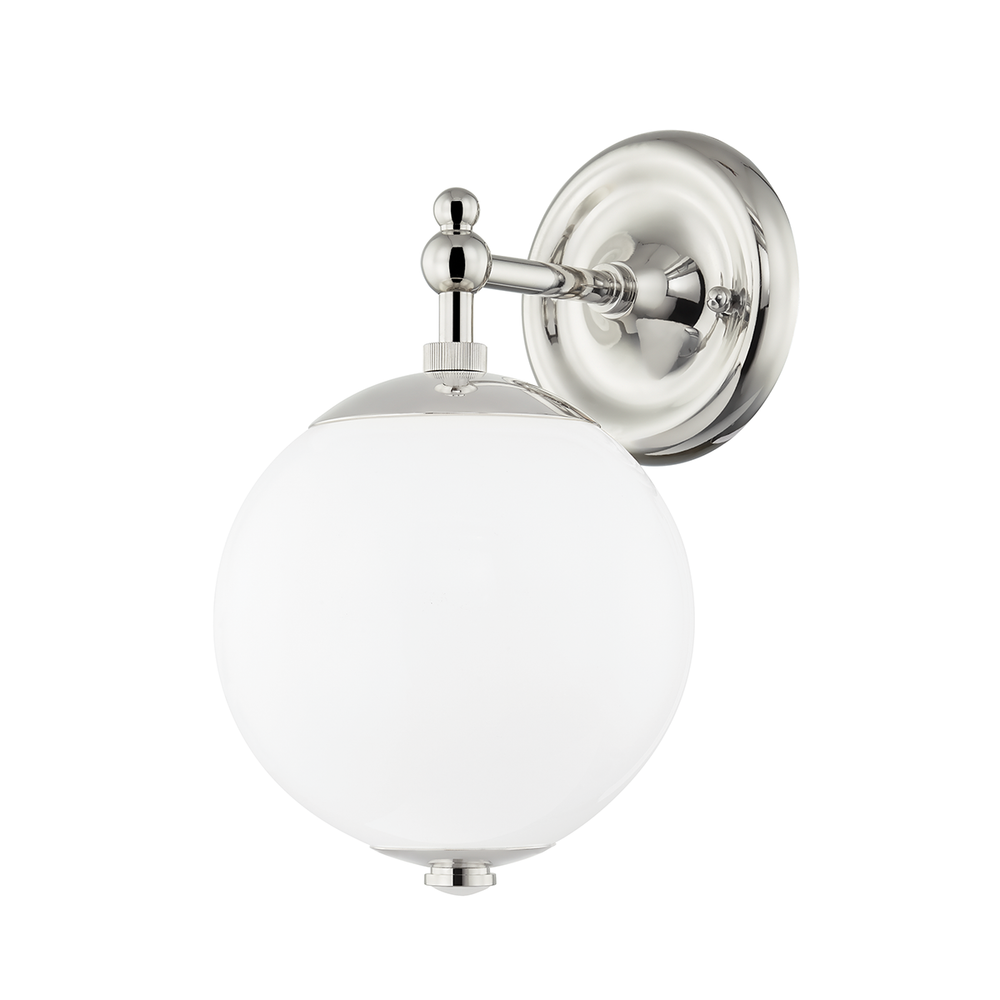 Sphere No.1 One Light Wall Sconce-Hudson Valley-HVL-MDS702-PN-Wall LightingPolished Nickel-2-France and Son