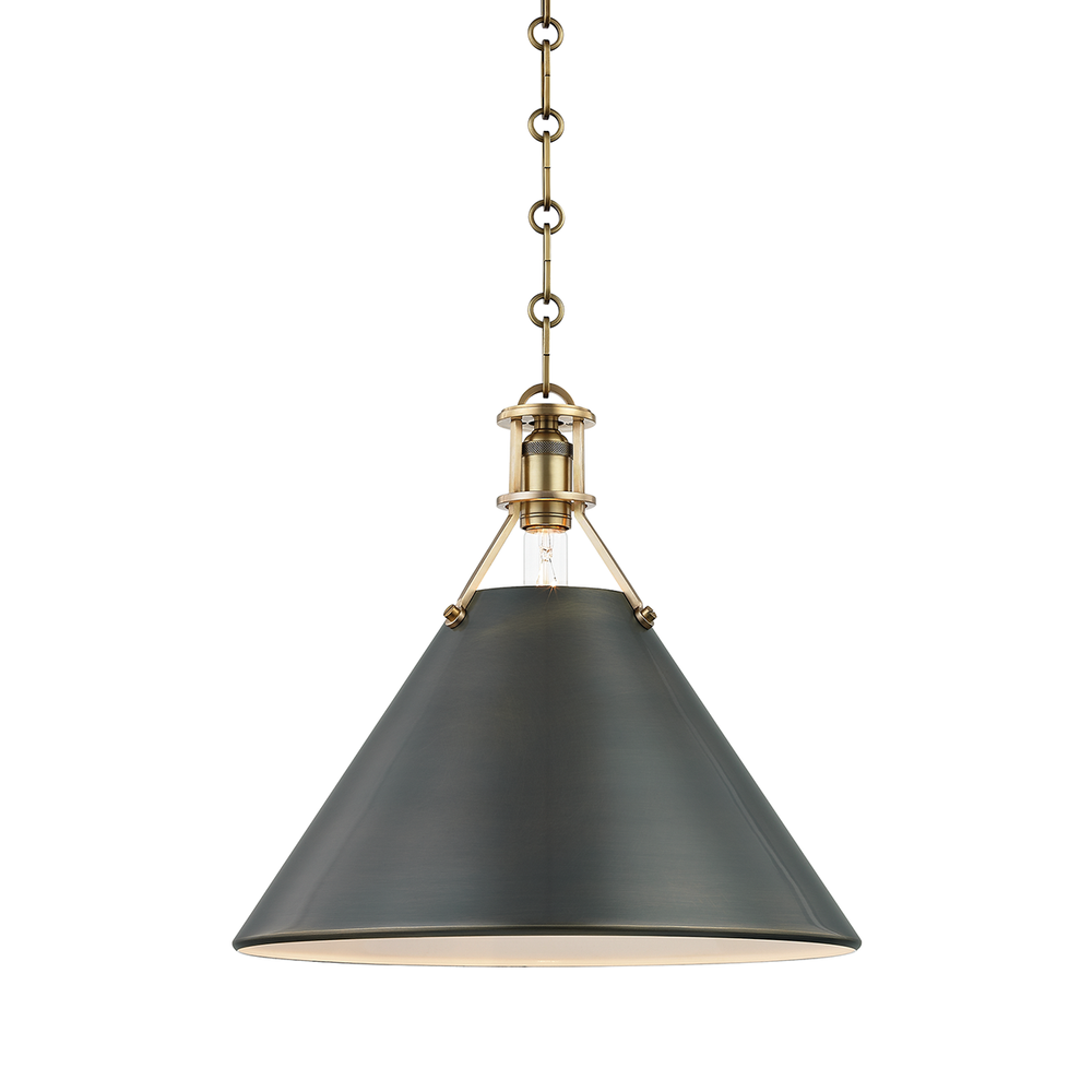 Metal No.2 1 Light Large Pendant-Hudson Valley-HVL-MDS952-ADB-PendantsAged/Antique Distressed Bronze-2-France and Son