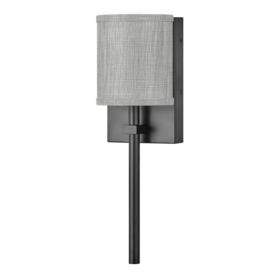 Avenue Single Light Sconce-Hinkley Lighting-HINKLEY-41009BK-Wall SconcesBlack with Heathered Gray Linen-1-France and Son
