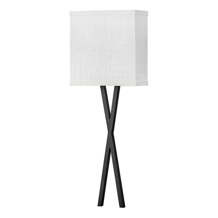 Axis Single Light Sconce-Hinkley Lighting-HINKLEY-41102BK-Outdoor Wall SconcesBlack-Off White Linen-4-France and Son