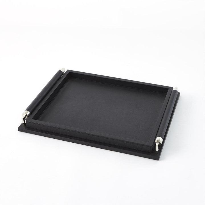 Wrapped Handle Tray-Global Views-GVSA-9.91383-TraysSmall-Black Leather-9-France and Son