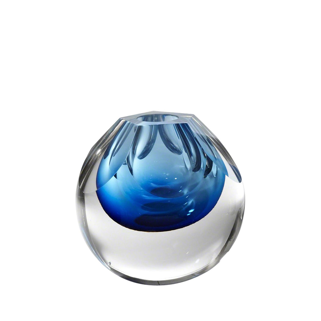 Pentagon Cut Glass Vase-Global Views-GVSA-6.60276-VasesPentagon Cut Glass Vase - Cobalt-1-France and Son