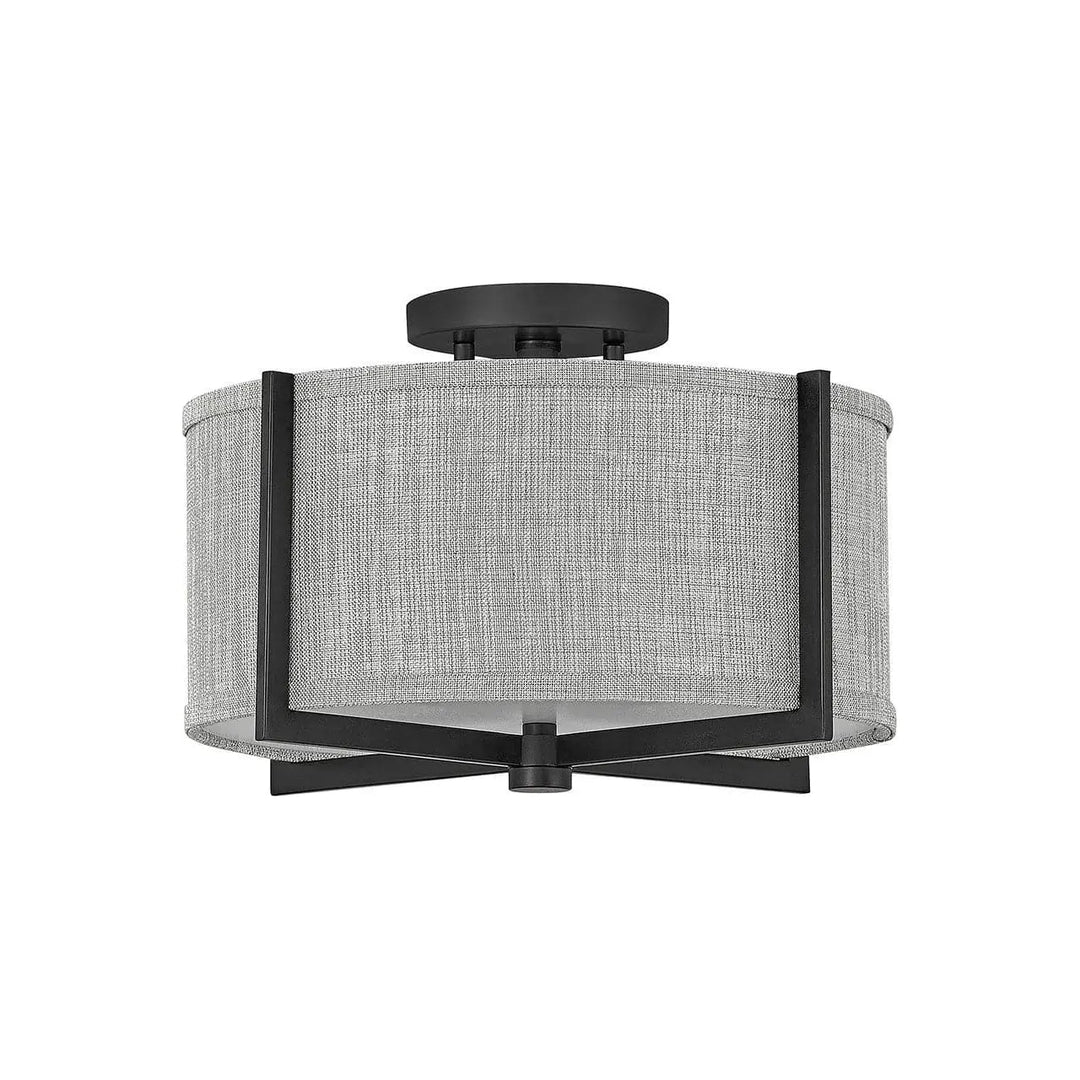 Foyer Axis - Small Semi-Flush Mount-Hinkley Lighting-HINKLEY-41705BK-Flush MountsBlack/Heathered Gray Linen-3-France and Son